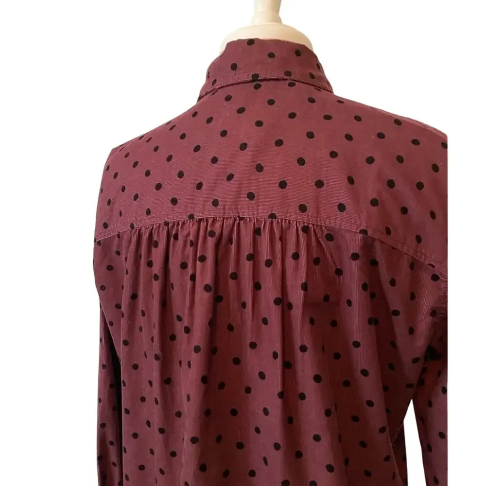 Madewell‎ NWT Women's S Corduroy Polka Dot Oversized Button Down Shirt Casual